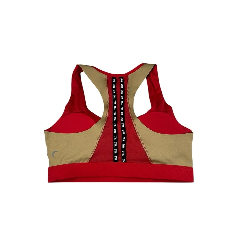 Zyia Beige on Red game day light tight Racerback bra Size Large Large‎